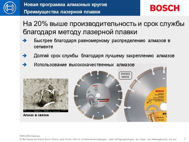 7 RBRU/EW-Zubehoer На 20% выше производительность и срок службы благодаря методу лазерной плавки Быстрее